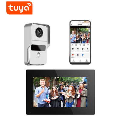 Беспроводной дверной звонок 1080p Wifi видео- ночное видение камеры 7 дюймов связанное проволокой входом