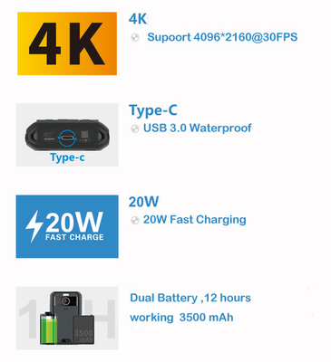 5G NR/SA Тепловая камера 4K HD 3500mah Двойная батарея EIS 4G 64GB 3,1-дюймовый ЖК