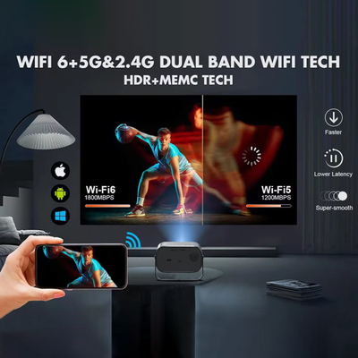 BT 5.0 Bluetooth Мини портативный проектор с многоугольной регулировкой, коррекцией ключевого камня и дисплеем светодиодного источника