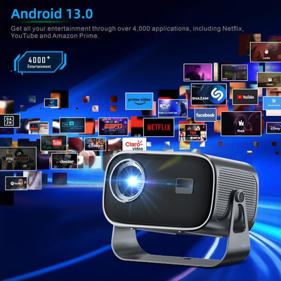 BT 5.0 Bluetooth Мини портативный проектор с многоугольной регулировкой, коррекцией ключевого камня и дисплеем светодиодного источника