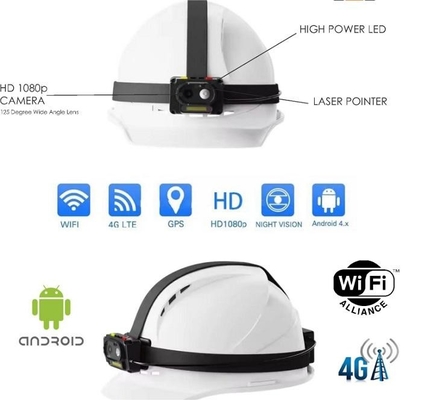 4G Wifi ИИ Камера защитного шлема 1080P 30fps / 720 30fps GPS Live Streaming Hardhat