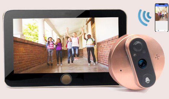 1080P инфракрасн батареи дверного звонока 5000mAH Peephole WIFI видео- ОТРЕЗАЛО автоматический переключатель